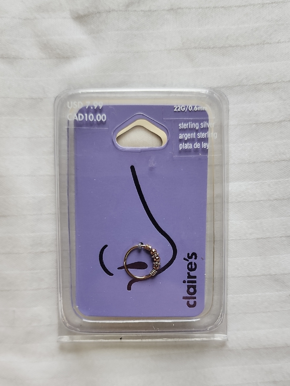 Claire's Nose Ring Sterling Silver 22G/0.6mm